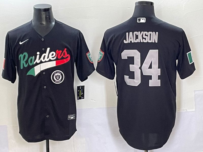 Men 2025 Oakland Raiders #34 Jackson Black Joint Name Nike Limited NFL Jersey style 66->oakland raiders->NFL Jersey